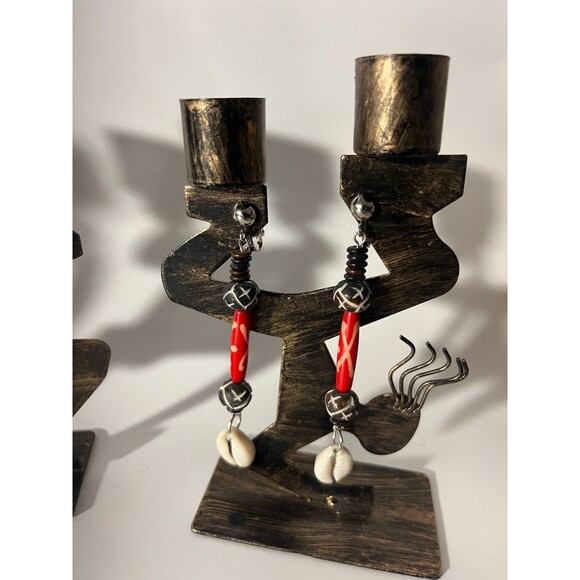 African Bone Cowrie Clip On Earrings 3 Pair Dangles 2-3" Boho Hippie USA Made E5 - Picture 5 of 9